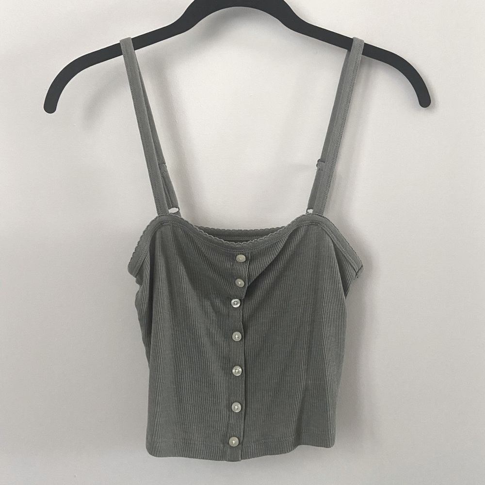 AE Ribbed Button Down Tank